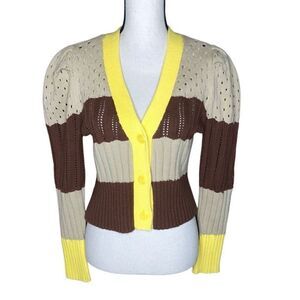 Calligraphie Mixed Stitch Puff Slv Light Academia, Elevated Indie Cropped Swtr S